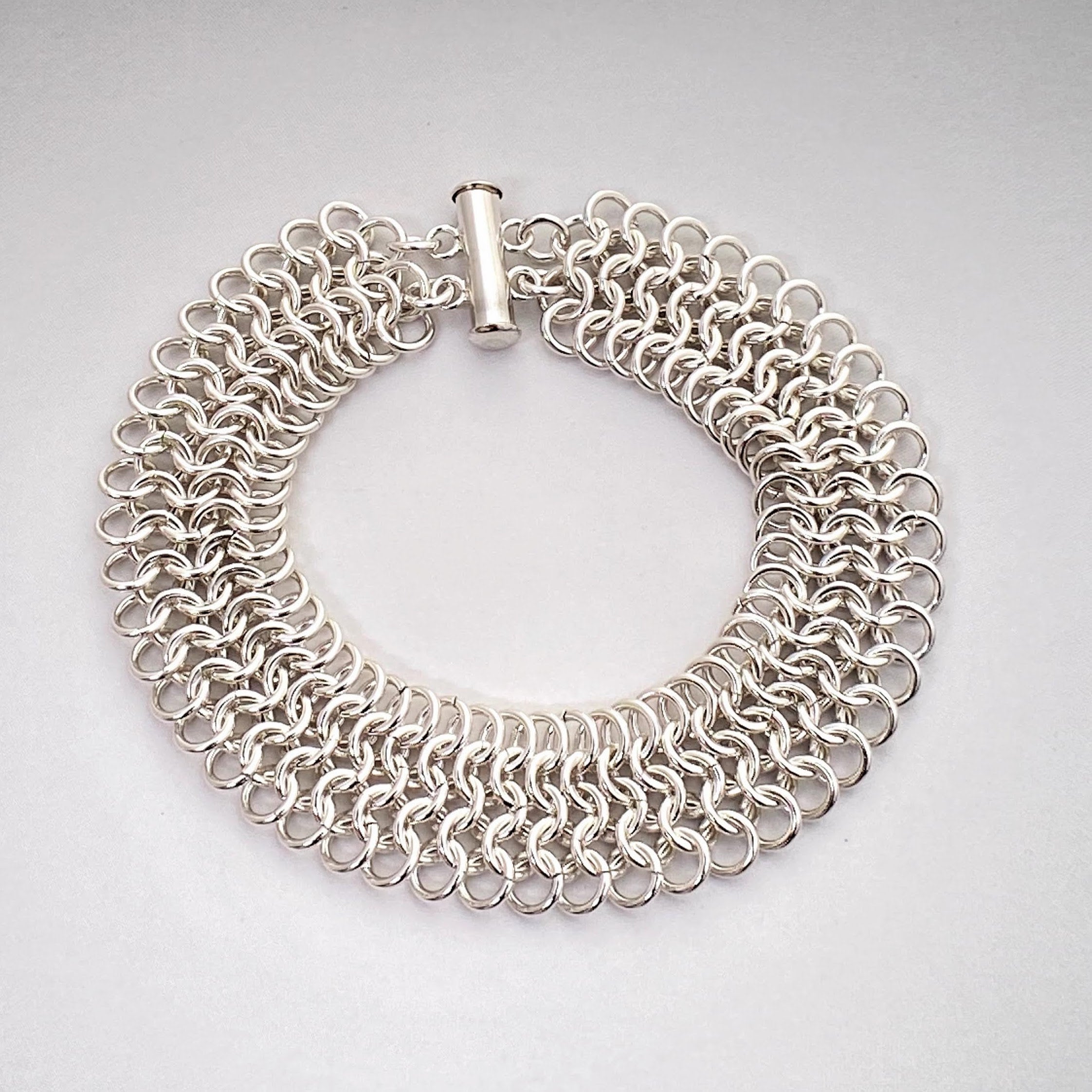 Chainmail European Weave Ribbon Bracelet | Silver Lace Studio